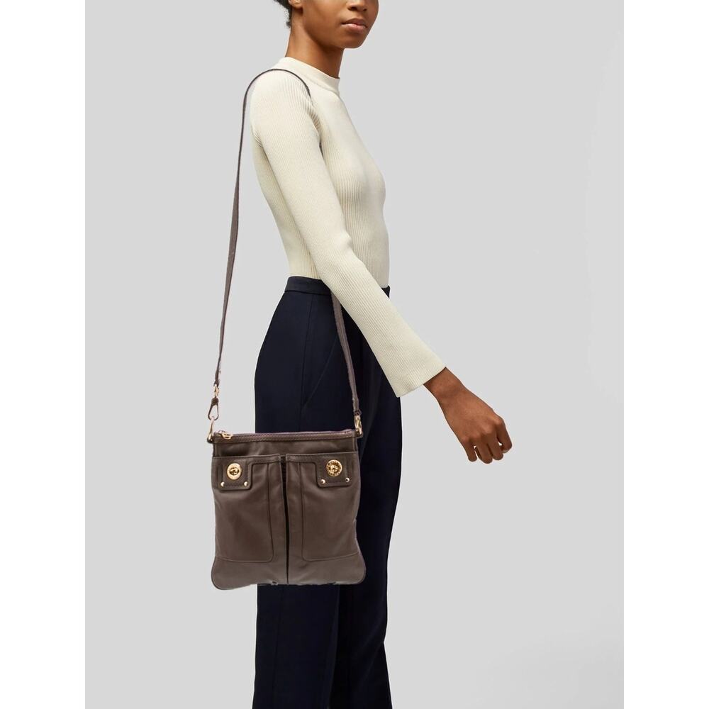 MARC BY MARC JACOBS 'Totally Turnlock' Leather Taupe Crossbody Bag 9.5 × 10in